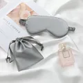 Luxurious grey silk-like sleep eye mask set with matching drawstring pouch on silk - Business Grey