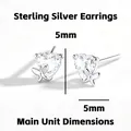 Boucles d'oreilles papillon en argent S999 avec cœurs, dimensions de 5 mm x 5 mm - Style Papillon Cœur Zirconia / Une Paire (5x5mm)