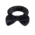 Fascia per capelli in flanella nera con fiocco per lavaggio viso - Una Fascia Per Capelli Con Fiocco Nero