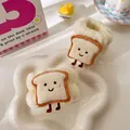 Polsini in flanella color crema per lavaggio viso con ricamo a forma di toast - Pane Tostato Color Crema (polso Singolo)