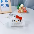 Morbido cinturino in flanella bianca con simpatico gatto e fiocco rosso per lavaggio del viso - K'tm Bianco (polso Singolo)