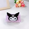 Fascia per capelli in flanella viola con simpatico personaggio bianco e nero - Kuromi Viola (polso Singolo)