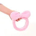 Fascia per capelli in flanella rosa con fiocco per il lavaggio del viso e il trucco - 64 Fascia Per Capelli Con Fiocco Rosa