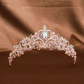 Eleganter Braut-Tiara in Roségold mit schillerndem Kristall und funkelnden Strasssteinen - Roségold Bunt