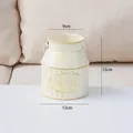 Vintage weißer Milchkrug aus Eisen, Blumeneimer für künstliche Trockenblumen - Milchkanne Stil mit Griff / Klein (9x15x12cm) / Retro Weiß