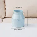 Vase pot à lait vintage en fer bleu clair pour fleurs séchées et artificielles - Style Pot à Lait avec Poignée / Petit (9x15x12cm) / Bleu Vintage