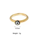 Elegant 18K gold plated stainless steel ring featuring a 0.7cm blue evil eye design motif - Evil Eye Style (008RJ19638) / Size 8 / Gold