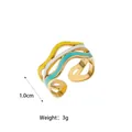 Elegant colorful wave enamel ring in 18K gold plated stainless steel, 1.0cm width - Wavy Drip Oil Style (008RJ19638) / Open / Gold
