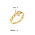 Elegant 18K gold plated stainless steel ring featuring a zircon flower motif, 3g weight - Chain Link Flower Style (008RJ19638) / Size 9 / Gold