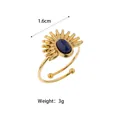 Gold plated stainless steel sunburst ring with blue stone, 1.6cm wide and 3g weight - Sunburst Lapis Style (008RJ19638)