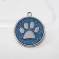 Ciondolo per targhetta identificativa per animali con zampa blu glitterata da 30 mm - Solo Ciondolo (HC537) / Azzurro