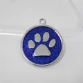Customizable 30mm blue glitter dog paw print pendant ID tag made of durable zinc alloy - Pendant Only (HC537) / Dark Blue