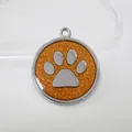 30mm orange glitter paw print pet ID tag made of durable zinc alloy for dogs and cats - Pendant Only (HC537) / Orange