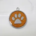 30mm orange glitter paw print pet ID tag made of durable zinc alloy for dogs and cats - Pendant Only (HC537) / Orange