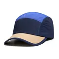 Detailansicht einer Vintage 5-Panel Quick-Dry Baseballkappe im Color-Block-Design - Verstellbar / Blau-Stil 1