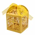 Yellow laser-cut gift box with hollow cross and vine patterns for Eucharist party - Hollow Cross (JGH025) / Gold