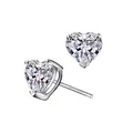 Detailed view of elegant heart-shaped moissanite stud earrings with brilliant diamond-like sparkle - 4x4 Heart Zirconia Model