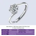 Anillo de plata de ley S925 con moissanita y una piedra redonda brillante de 3 quilates - Talla US 5 / Estilo R8884 (3 Quilate)