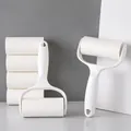 Professional white portable tearable lint roller set with several replacement paper rolls - White Handle