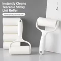 Professional white portable tearable lint roller set with several replacement paper rolls - White Handle