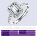 Anillo de plata de ley 925 con moissanita de 1ct talla esmeralda - Talla US 5 / Estilo R11562 (2 Quilate)