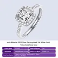 Eleganter Ring aus S925 Sterlingsilber mit Moissanit-Heiligenschein und Prinzessschliff - R11437 Stil (1 Karat)