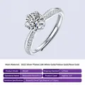 Eleganter Ring aus S925 Silber mit 1 Karat Moissanit und seitlichem Steinbesatz - R4149 Stil (1 Karat)