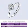 S925 Sterlingsilber Moissanit Ring mit 1ct Rundschliff Solitär Stein Variante - R9094 Stil (1 Karat)