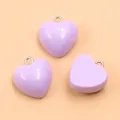 Light purple lavender heart resin charms 17x18mm for DIY jewelry making and crafts - 1 Piece / Purple (22E13)
