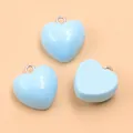 Light blue heart shaped resin charms with silver loops for DIY necklace jewelry making - 1 Piece / Blue (22E13)