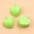 Light green heart-shaped resin pendant charm for DIY jewelry and keychain making - 1 Piece / Green (22E13)