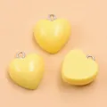 Pale yellow heart-shaped resin pendant charms for DIY jewelry making - 1 Piece / Yellow (22E13)