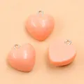 Peach heart-shaped resin pendants for DIY necklace and bracelet jewelry charms 17x18mm - 1 Piece / Orange (22E13)