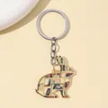 Creative rabbit-shaped bookshelf acrylic keychain pendant with colorful book print - Rabbit Style(4) / 5cm 3mm Thick With Keychain
