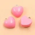 Pink heart-shaped resin pendant charm for DIY necklaces, bracelets and accessories - 1 Piece / Deep Pink (22E13)
