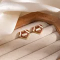 Heart-shaped American football enamel stud earrings with golden trim for sports fans - Heart Football Stud Earrings (E8327)