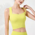 Reggiseno sportivo per yoga verde lime con spalline larghe e design a orlo incrociato - Taglia S / Top / Verde