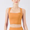Reggiseno sportivo arancione con scollo quadrato spalline larghe e dettaglio vita incrociata - Taglia S / Top / Arancio Ibisco
