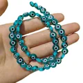 Perles en verre oeil bleu de forme ronde plate pour la création de bijoux DIY - 6mm Environ 64 Pièces / Howlite Bleue