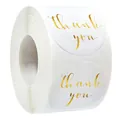 White and gold foil thank you stickers roll for gift wrapping and decoration - Style 5 (Gold Stamping)