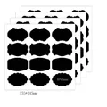 Set von abwischbaren schwarzen PVC-Tafelaufklebern für Gläser mit 30x45mm Etikettengröße - J12 Stil (12 Aufkleber/Blatt) / 155x145mm