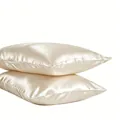 Elegant champagne satin pillowcase set with smooth silk-like finish and envelope closure. - 2 Pieces/Pack (S) / Off-white