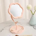 Flower shaped desktop makeup mirror variant in cherry blossom pink with built-in jewelry tray - L / Pink