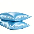 Luxury silky light blue satin pillowcase set with envelope closure for smooth sleeping - 2 Pieces/Pack (S) / Sky Blue