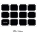 Wasserfeste schwarze Tafelaufkleber 12er Set Maße 38x30mm für die Küche Organisation - R12 Quadratischer Stil (12 Aufkleber/Blatt) / 171x106mm