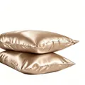 Champagne gold satin pillowcase set with silky faux silk texture for a luxury look - 2 Pieces/Pack (S) / Khaki