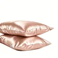 Pair of silky rose gold satin pillowcases with elegant luster and envelope closure - 2 Pieces/Pack (S) / Nude