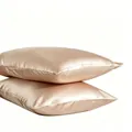 Pair of champagne satin pillowcases with silky smooth finish and envelope closure - 2 Pieces/Pack (S) / Champagne