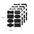 Set mit 4 wasserfesten schwarzen PVC-Tafelaufklebern mit Abmessungen von 193 x 195 mm - BO8-1 Stil (8 Aufkleber/Blatt) / 195x193mm