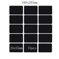 Set mit 15 abwischbaren schwarzen PVC-Tafelaufklebern für wasserfeste Küchenetiketten - N Quadrat 15 Aufkleber Stil (15 Aufkleber/Blatt) / 180x205mm